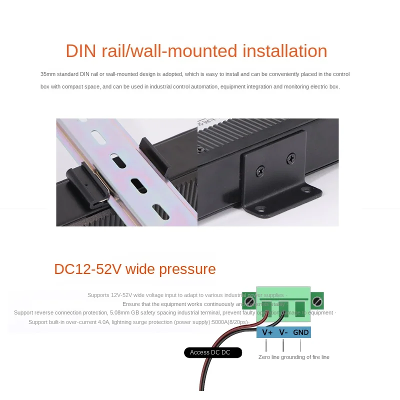 5-Port 8-Port 100 M Gigabit Switch 8-Port Ethernet Switch Guide Rail Installation Optical Fiber Switch Monitoring Non-Managed