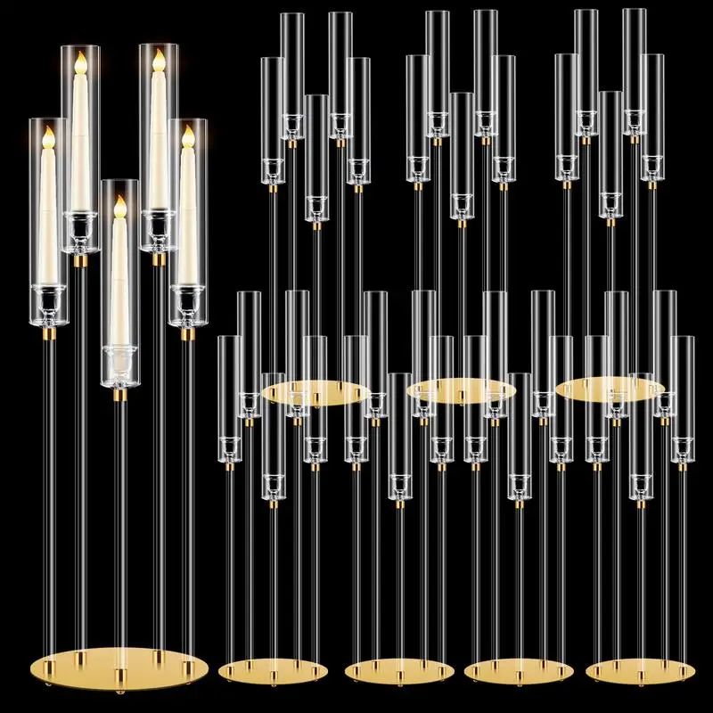

Acrylic Candle Stick Holders 8 Pieces Acrylic Candlestick Holder Clear Candelabra With Removable Lampshade For Wedding Christmas