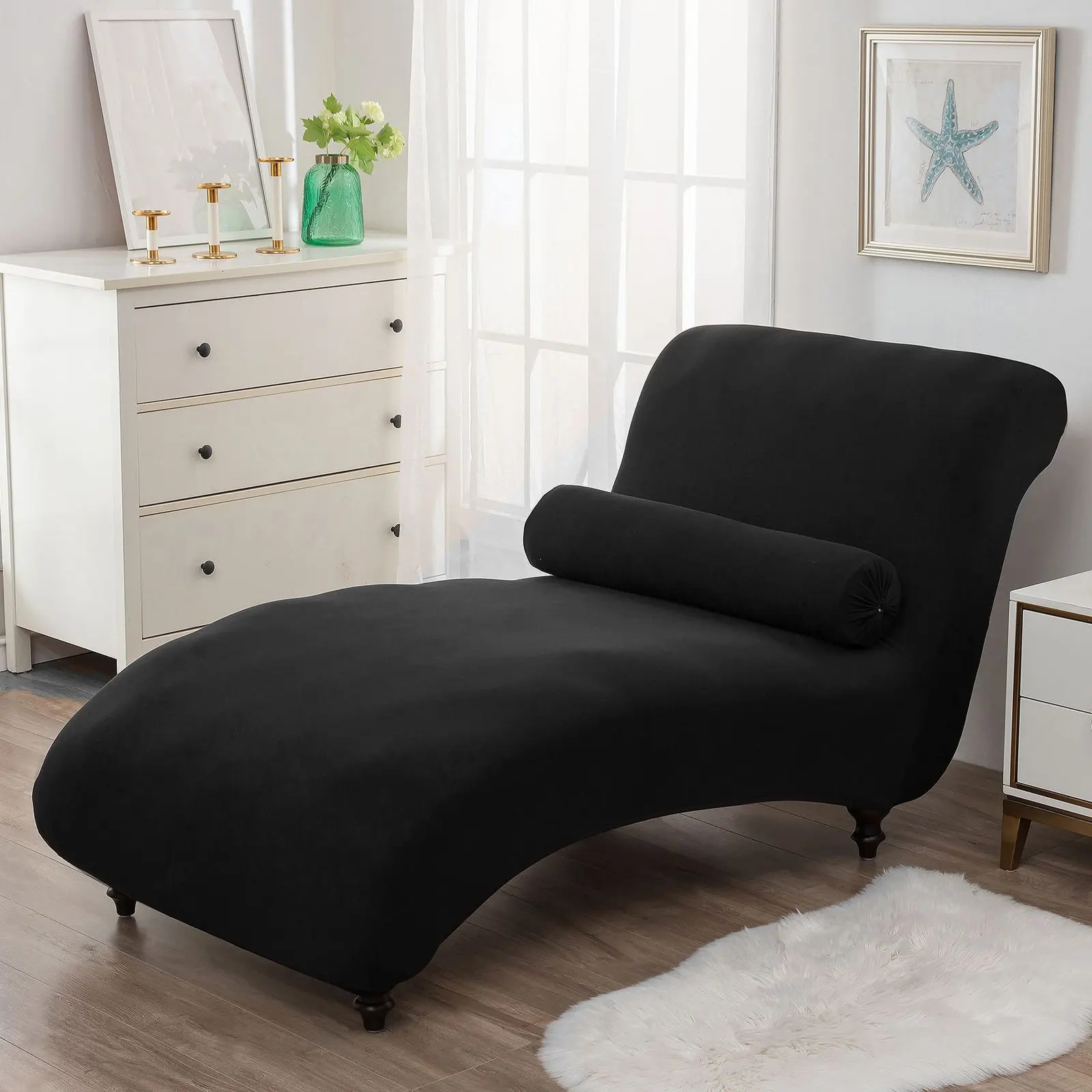 Chaise Lounge Couch Cover Easy Update Old Style Furniture Decorate Space Wear Resistance Long Time Use