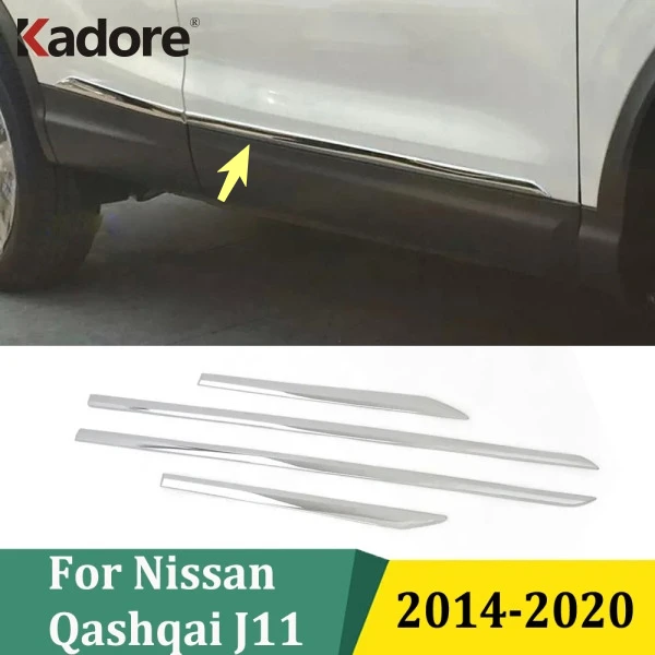 

For Nissan Qashqai J11 2014-2020 Chrome Side Door Body Molding Line Protector Cover Trim Exterior Accessories