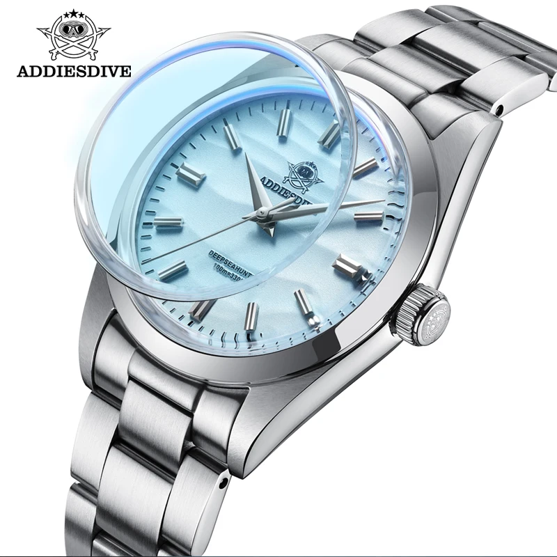 ADDIESDIVE-Montre à quartz avec couvercle en verre pour homme, acier inoxydable, revêtement AR, 10 bars, 36mm, AD2030, nouveau