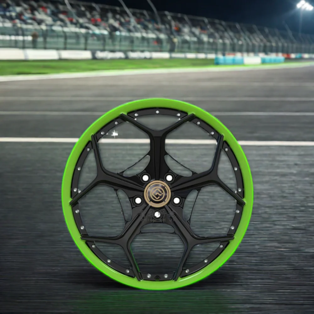 19 Inch Apple Green Bright Black 112mm Forged Aluminum Alloy Rims Front Rear Pairing 6061 Aluminum Alloy Spokes Multi-Style