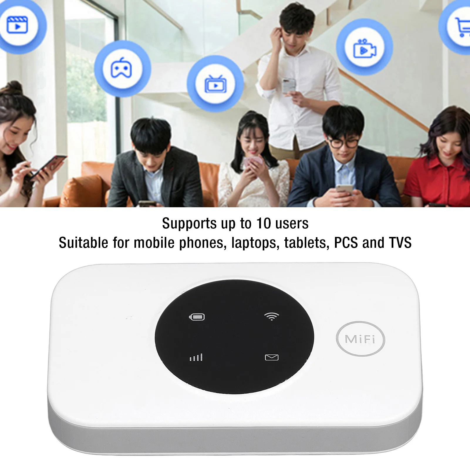 4G 휴대용 와이파이 라우터 300Mbps 모바일 와이파이 핫스팟 3000mAh 배터리 최대 10명 사용 가능 포켓 여행용 라우터 유럽, 아시아용