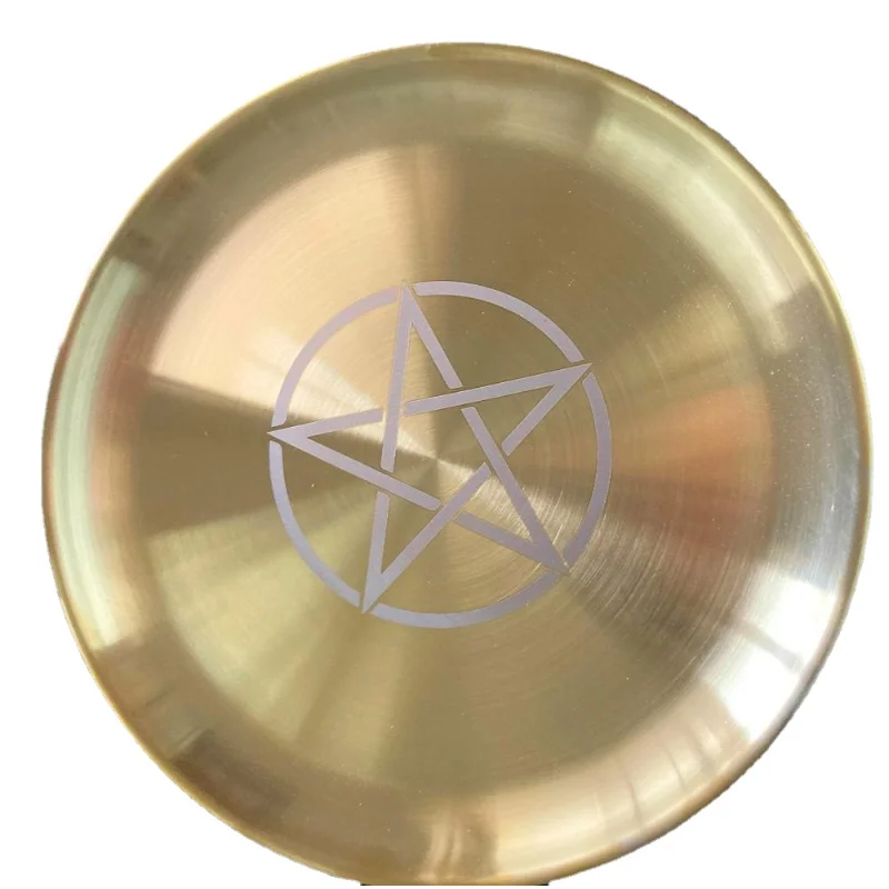 Astrology Pentagram Candlestick Table Altar Plate Candles Tile Divination Wicca Accessories Candleholder Ritual Tray Goldplating