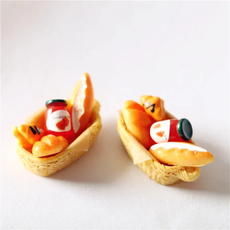 5pcs Mini Jam Bread Basket Toast Dollhouse 1:12 Miniature Food Kitchen Home Decor Doll House Room Decoration