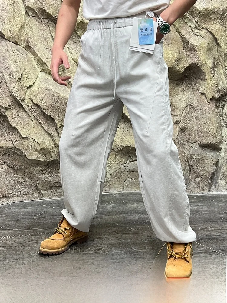 

Линия! Смесь льна лиоцелла Lenzing! 3D пошив весна-лето тонкие дышащие повседневные брюки прямые брюки на молнии средней длины W...