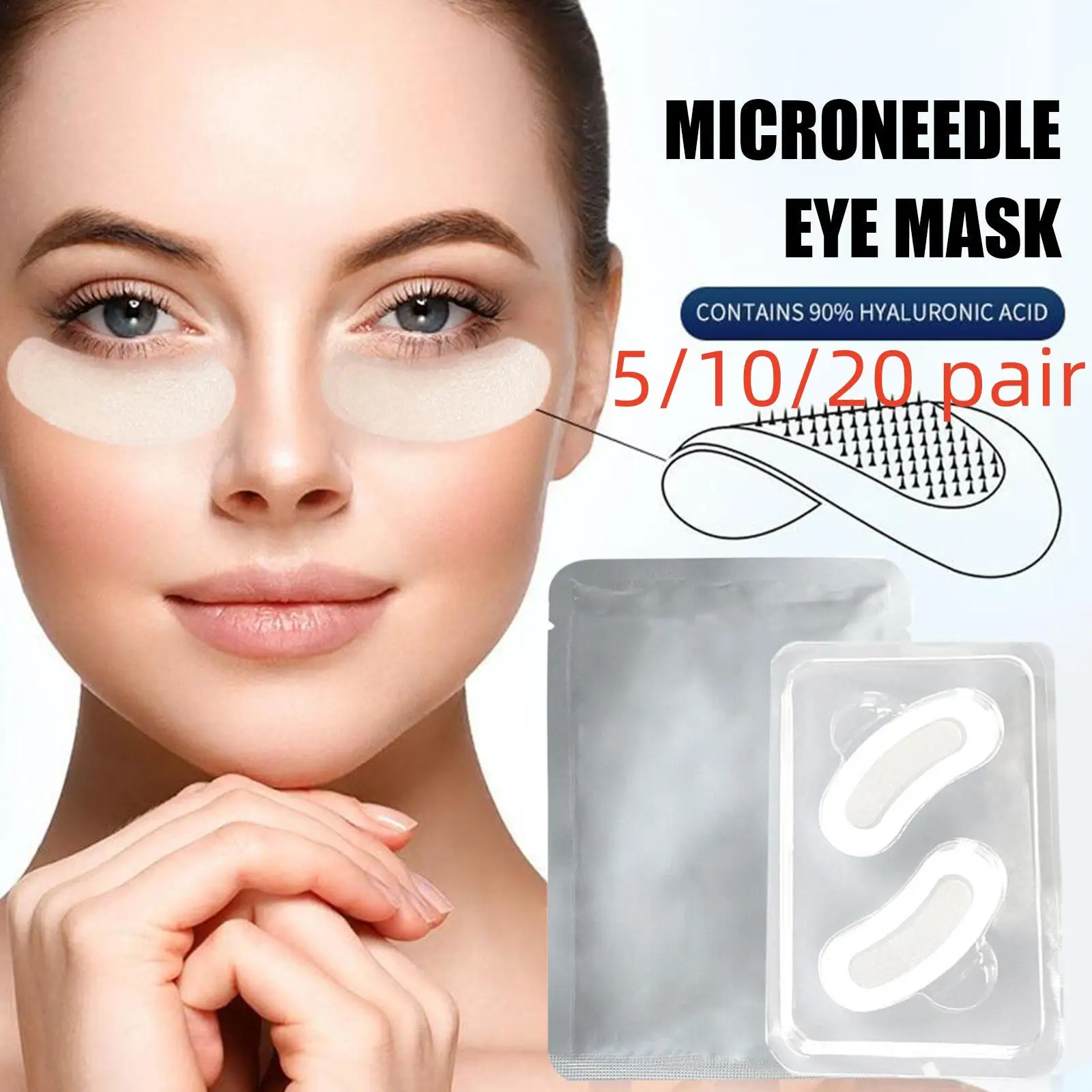 

5/10/20pair Hyaluronic Acid Microneedle Eye Patches Mask For Anti Wrinkle Aging Dark Circles Moisturizing Under Eye Gel Pads