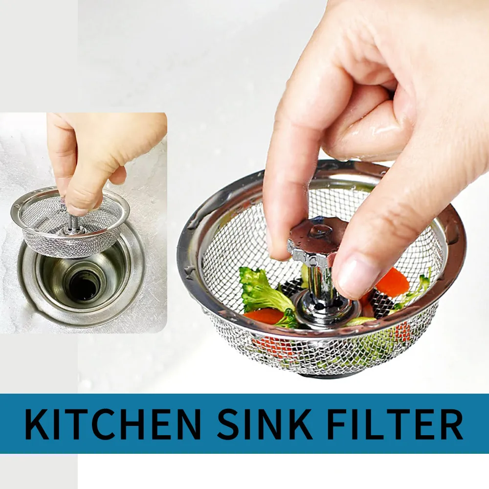 Kitchen sink garbage drain pipe ground leakage screen cover Hair filter deodorant cover stainless  Universal steel sink filter