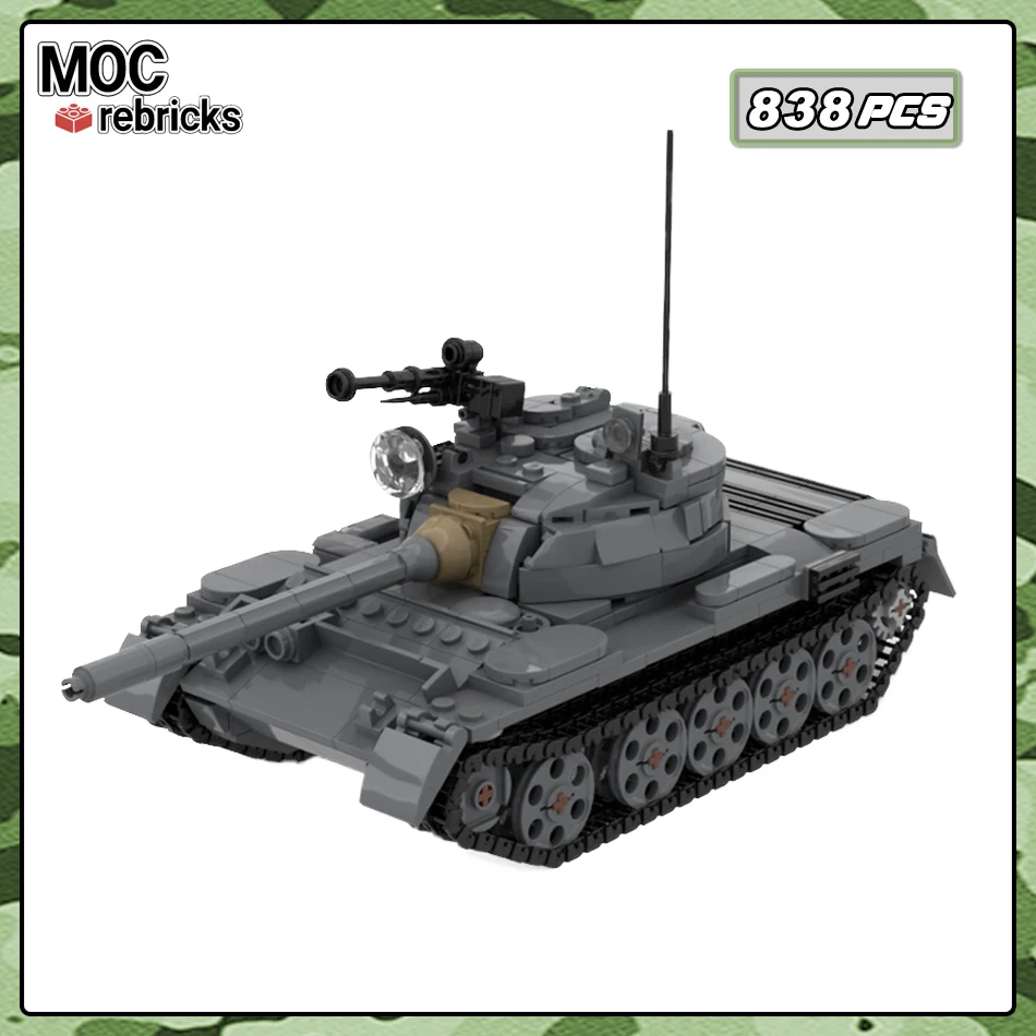 

MOC-213982 Soviet Military Series T-55 Main Battle Tanks Building Block Model Tracked Armored Vehicle Brick Children's Toys Gift
