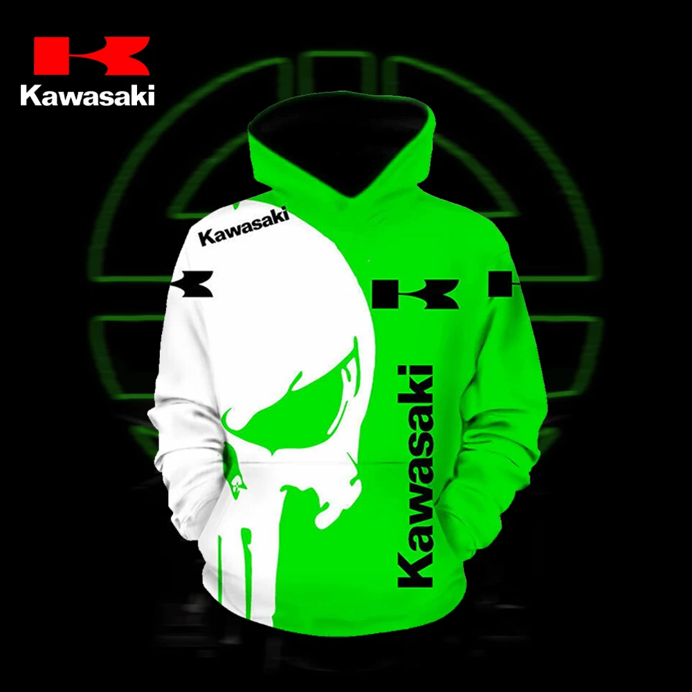 

New 3D Men's Long Sleeve Hoodie Kawasaki Motorcycle Sports Cycling Hoodie Children's Adult Motorcycle Enthusiast Casual Shirt