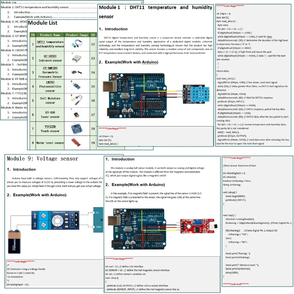 22-in-1 Sensor Module Kits for Arduino Raspberry Pi IoT Beginner Learning Starter Kit(Tutorial Included)