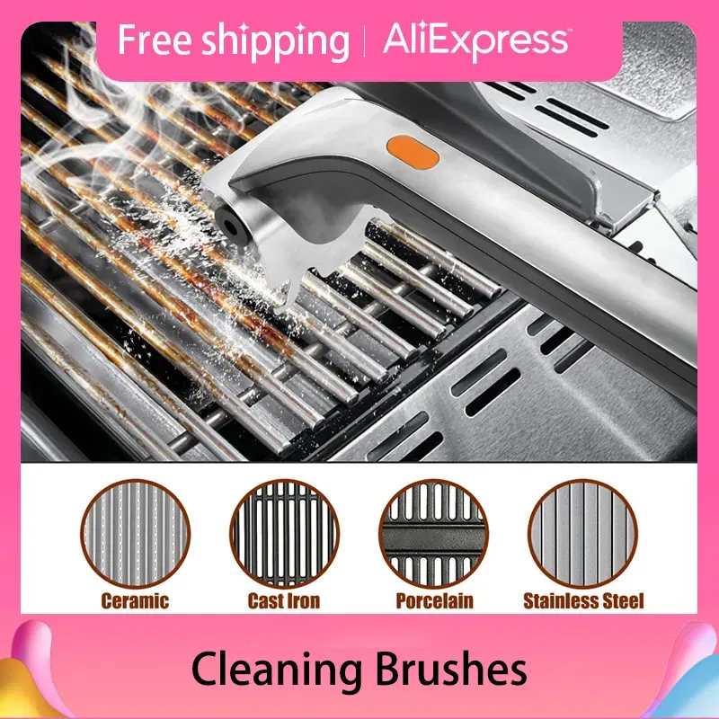 

Stainless Steel Grill Brush Deluxe Handle and Heavy Duty Steam Cleaning Safety Wire Brush for Porcelain Grills Cleaning Brushes