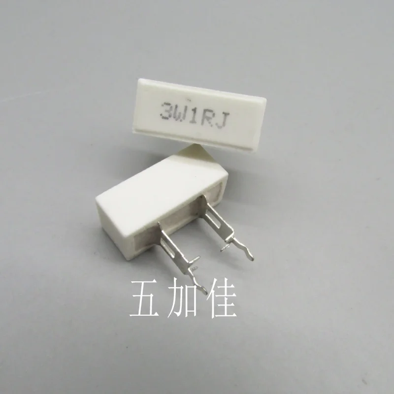 10-100pcs 3W 1R 1 Euro SQZ 5% Wide Foot Writing Ceramic Resistors Vertical Direct Insertion Cement Resistors