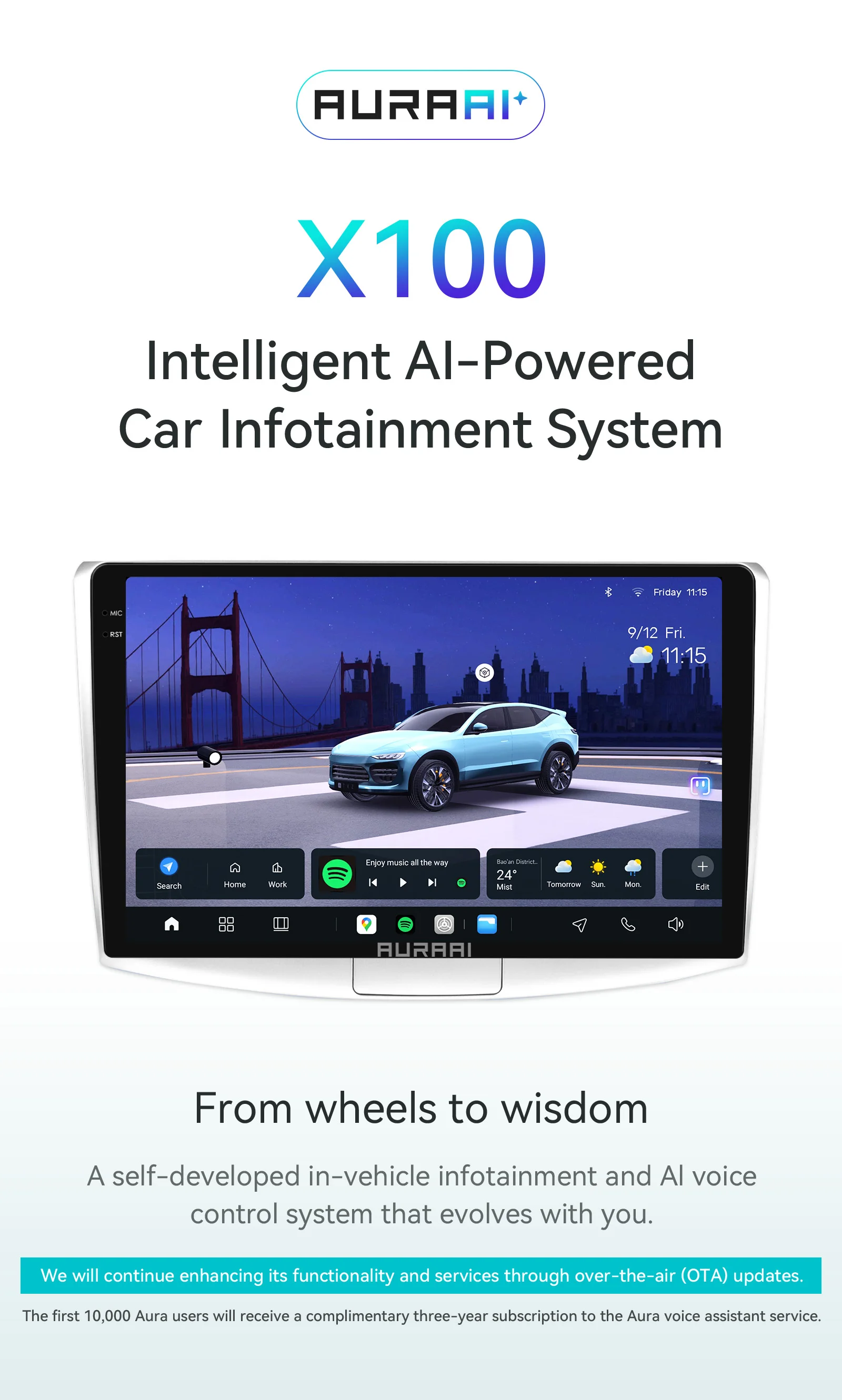 AURAAI X100 Android Auto Intelligente Bildschirm für Volkswagen Passat B6 B7 2010-2015 Auto CarPlay RDS DSP SWC GPS AI Sprachsteuerung – Detail 1