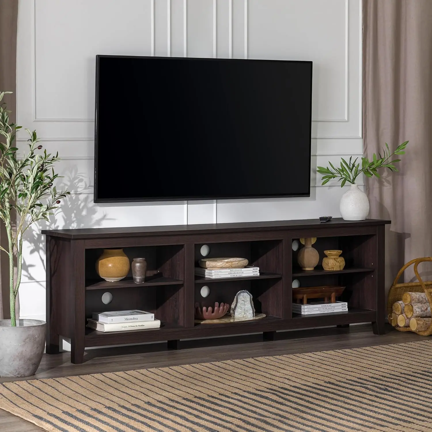 

Wren Classic 6 Cubby TV Stand for TVs up to 80 Inches, 70 Inch, Espresso