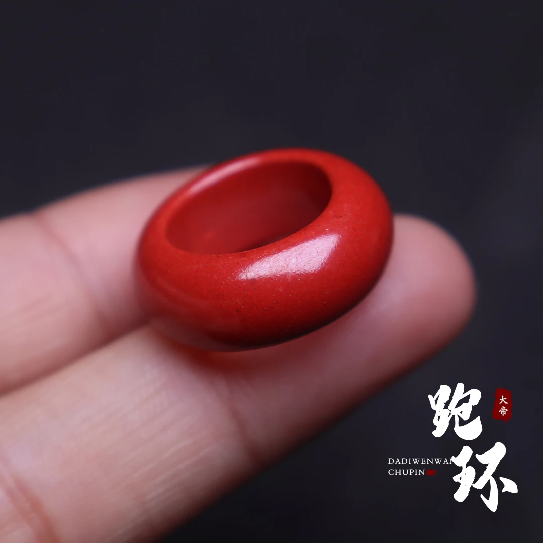 Natural 100% real red Cinnabar jade rings thickening jewelry band ring jade stones for men jewellery mens rings Good luck gift