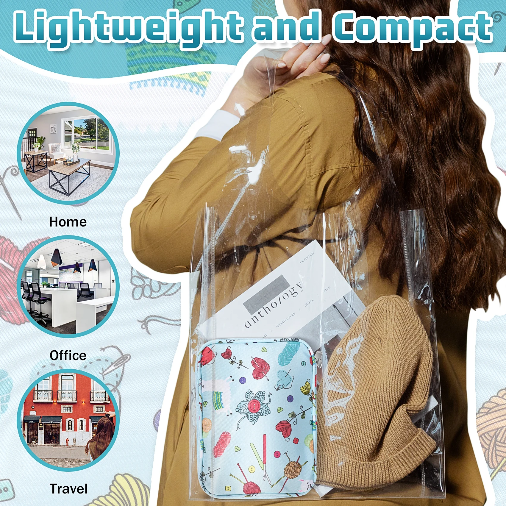 

NEW Empty Knitting Needles Case Travel Storage Organizer Storage Bag for Circular Knitting Needles and Accessories Kit Bag