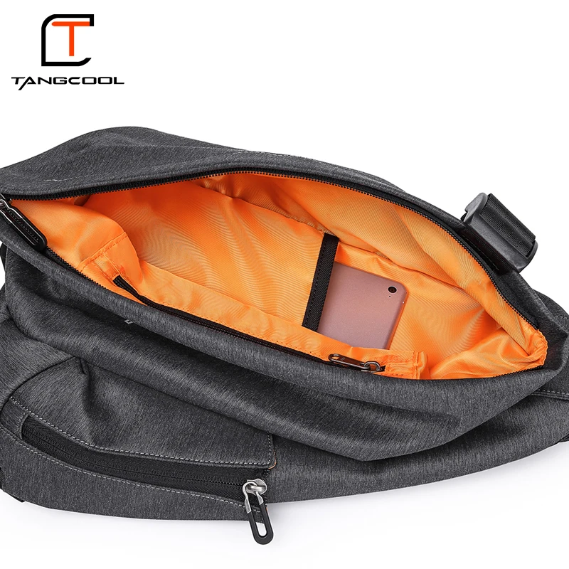 Imagem -05 - Tangcool-bolsa de Peito Crossbody Masculina Esportes ao ar Livre Porta de Carregamento Usb Impermeável Multifuncional Bolsa de Ombro