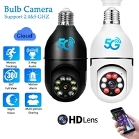 E27 Bulb 5G Wifi Camera Surveillance Night Vision Full Color Automatic Human Tracking 4X Digital Zoom Video Security IP Camera