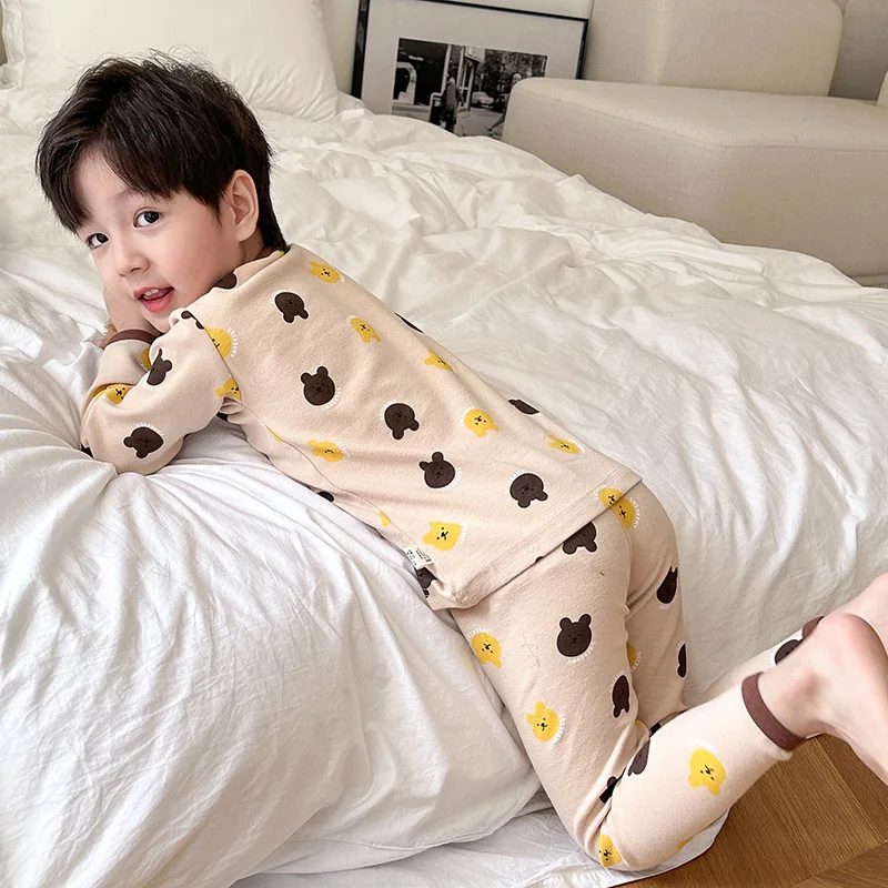 Children\'s Class A autumn and winter pajamas, boys and girls\' wool stretcher home clothing, baby, small and large children\'s car