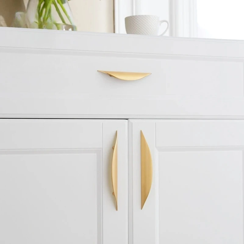 Brass Cabinet Handles Drawer Knobs Black Kitchen Handles Cupboard Door Pulls Half Moon Furniture Handle Door Hardware