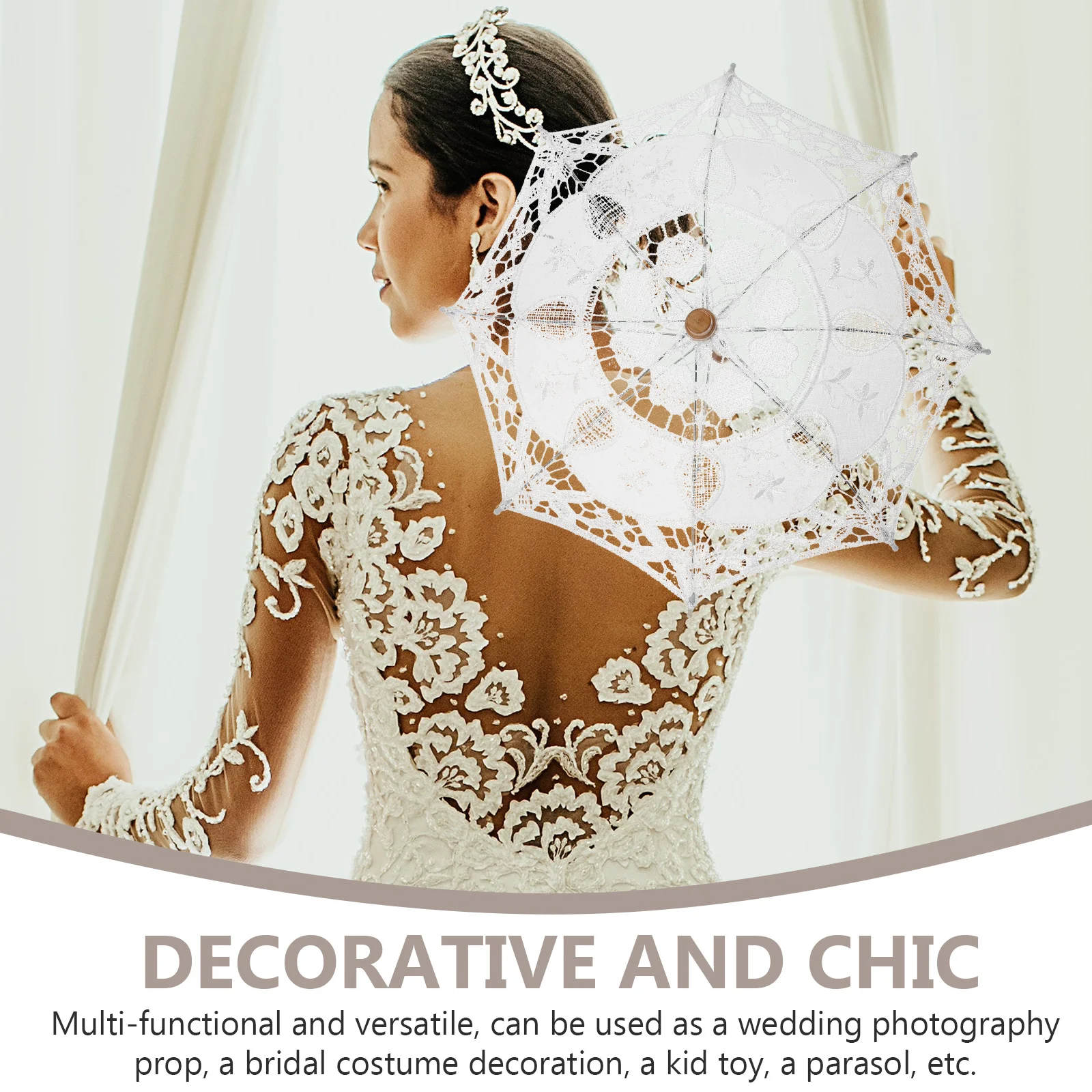 

Kids Lace Umbrella Wedding Flower Girl Elegant Small Parasol Photo Prop For Kids Decorative Sunshade Umbrella With Lace Design