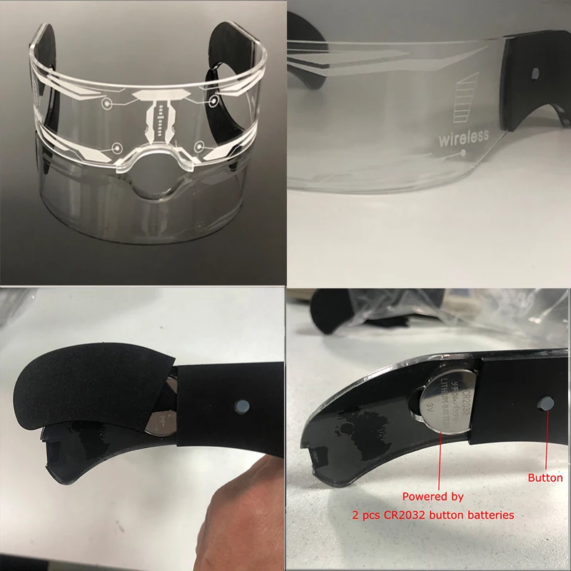 Coole leuchtende LED-Brille, blinkende Partybrille, futuristische transparente LED-Brille für Nachtclub, DJ, Tanzparty-Dekoration – Detail 25