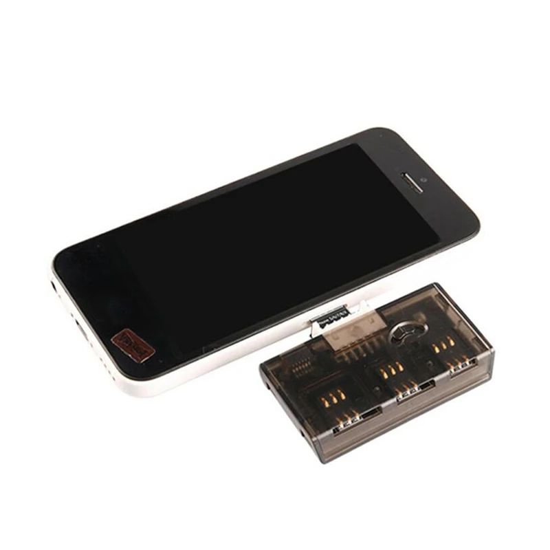 SIM-Karten adapter mit 4 Steckplätzen Multi-SIM-Kartenleser Mini-Sim-Nano mit einfachem Steuersc halter für iPhone 5/6/7/8/x/Android