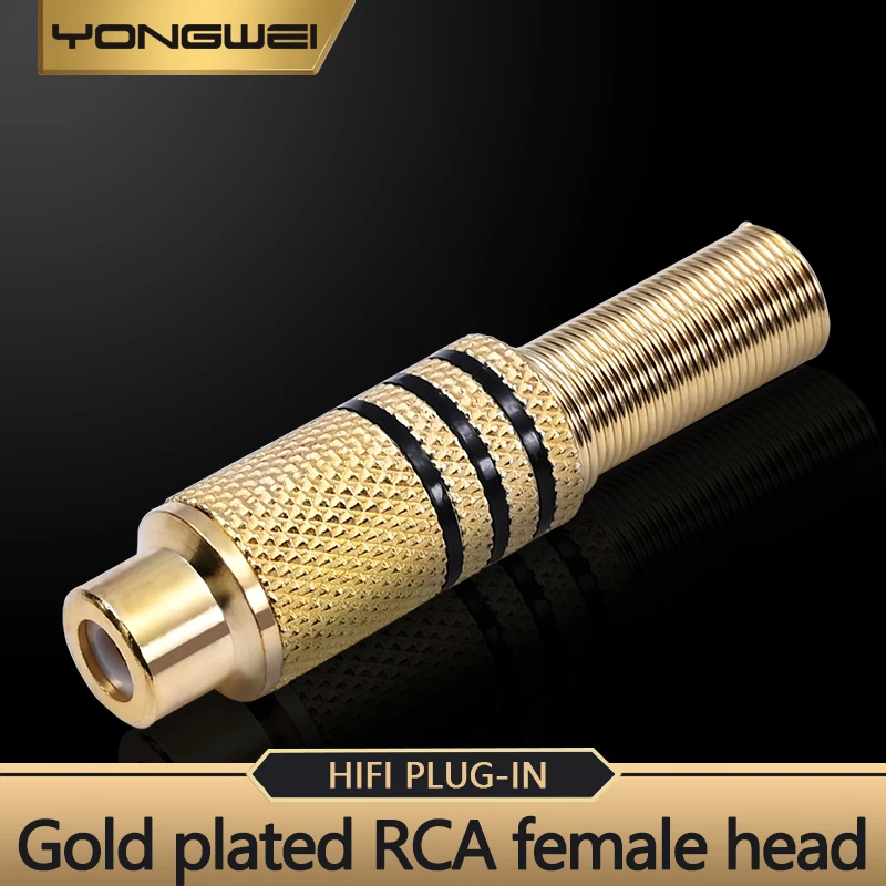 

YONGWEI Gold-plated soldered RCA lotus-head AV audio connector metal spring male plug video player DIY parts adapter