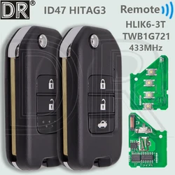 DR TWB1G721 A AFM HLIK6-3T G ID47 Chip 433MHz Flip Car Remote Key For Honda Accord Civic City CRV Vezel HR-V FRV Jazz XR-V