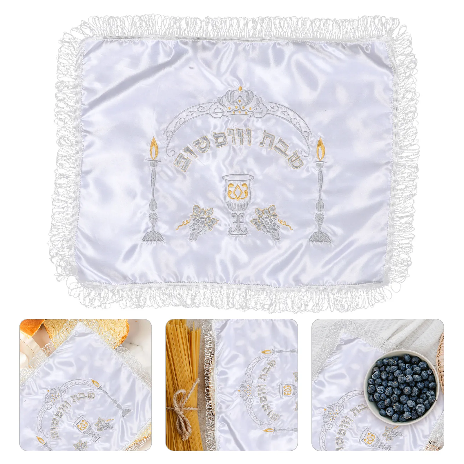 Cubierta para pan para días festivos judíos, tela elegante, protector de alimentos reutilizable, ligero y portátil para uso en interiores y exteriores, para pasteles, postres y aperitivos