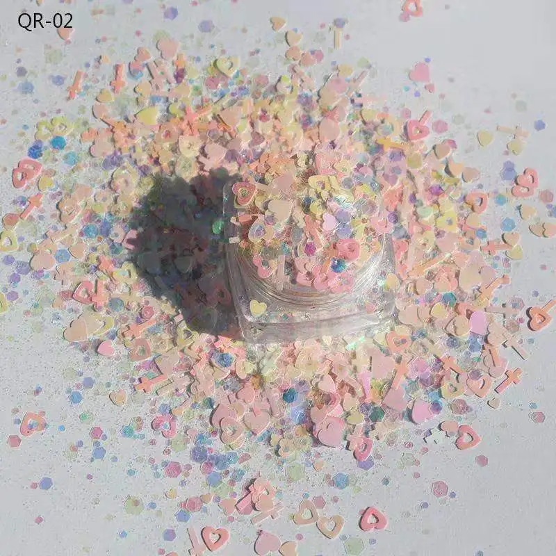 50g Mixed Glitter Nail Sequins Powder Cosmetic Valentine\'s Day Chunky Body Colorful Love Heart Craft Glitter For Nail Hair Face