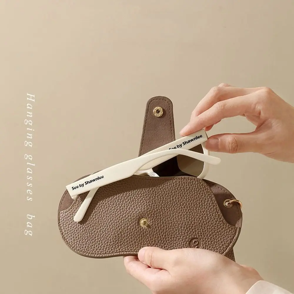 サングラスポーチ Pu レザーメガネバッグ眼鏡プロテクターケースストラップペンダントメガネ収納袋メガネクリップ