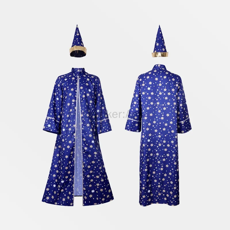 

Unisex Wizard Costume Cloak And Hat with Stars Halloween Magic Wizard Cloak Robe For Adult