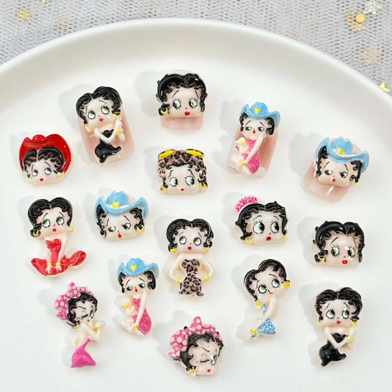100pcs Cartoon Betty Nail Art Accessories Resin Wearing Armor Accessories Cream Gel DIY Accessories