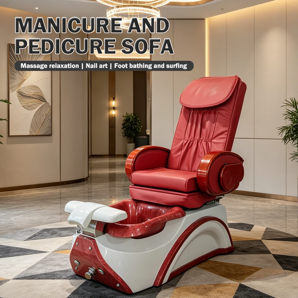Beauty salon furniture european style electric adjustable massage nail pedicure chair with plumbing 2
