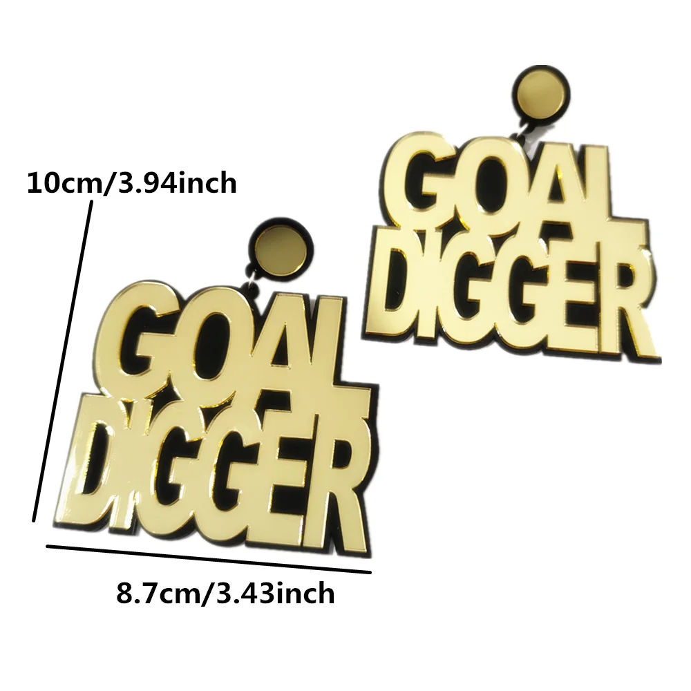 KUGUYS Hyperbole Letters Drop Dangle Earring for Women Big Large Mirror Gold Color Rock HipHop Jewelry Fashion Accessories