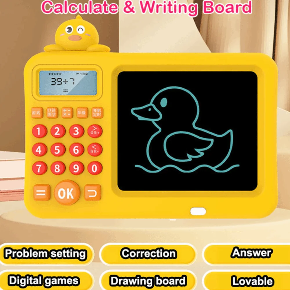 Learning Machine Early Education Oral Calculator LCD Screen Drawing Toy Intelligent Oral Computer Eye Protection Yellow Duck