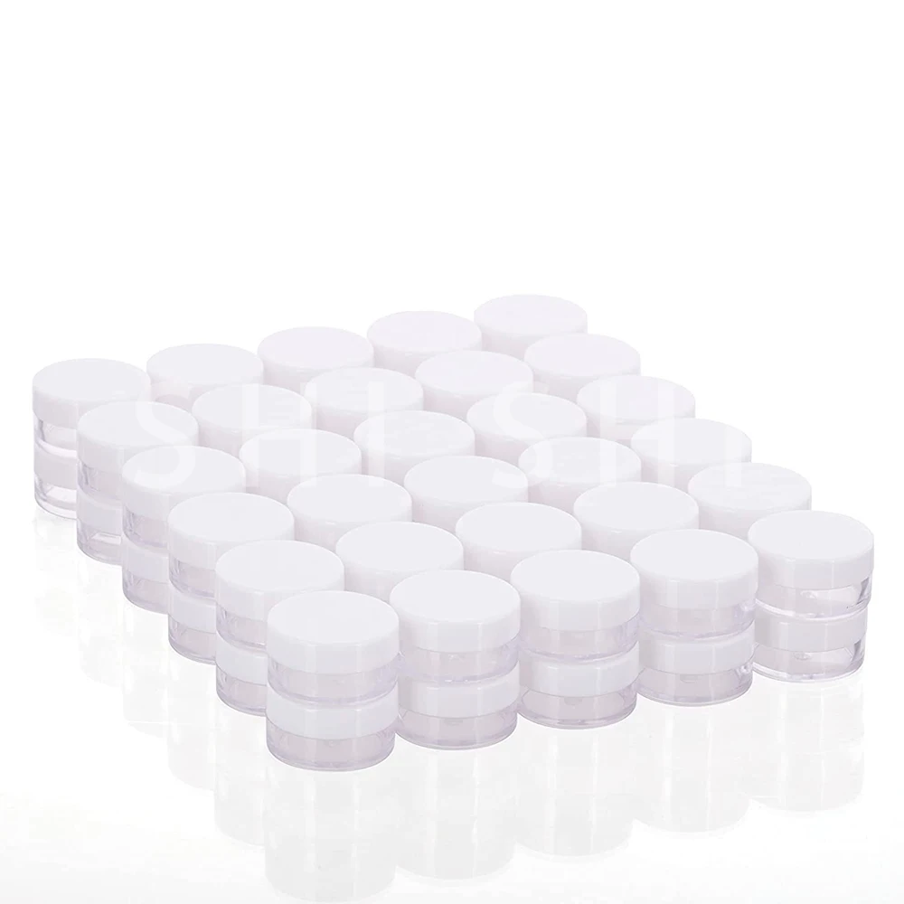 

200pcs 5g Make Up Jar Cosmetic Sample Empty Container Plastic Round Lid Small Bottle Eyeshadow Cream Travel Pot