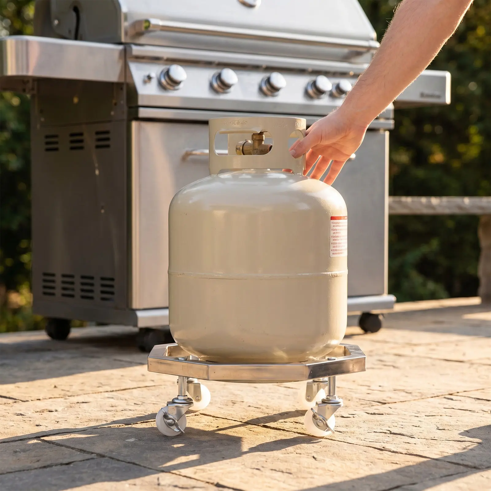 Industrial Strength Gas Cylinder Cart with Sturdy Welded Steel Frame and 4 Casters for Moving Heavy Propane