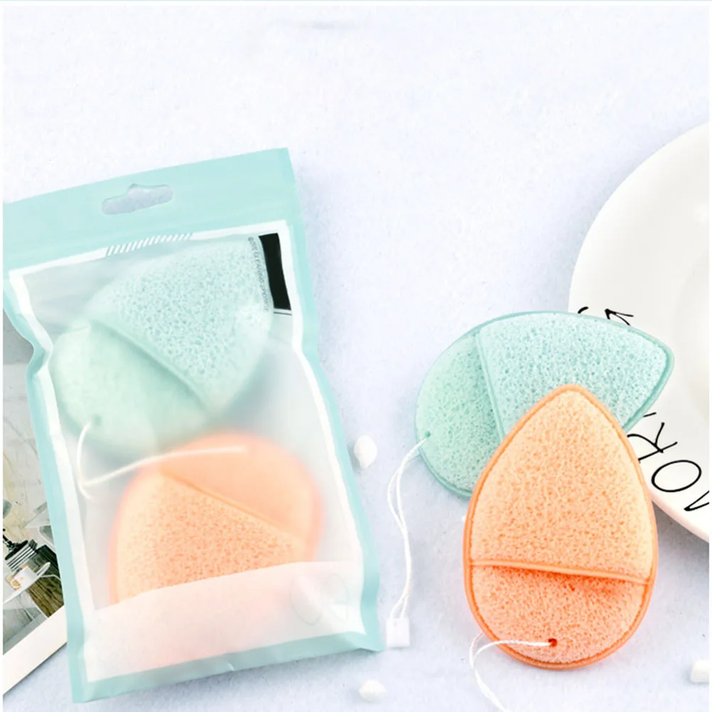 Konjac – éponge nettoyante pour le visage, 2 pièces, bouffante de poudre, soins pour la peau du visage, maquillage, élimination de la saleté, points noirs, points blancs, imperfections d'huile