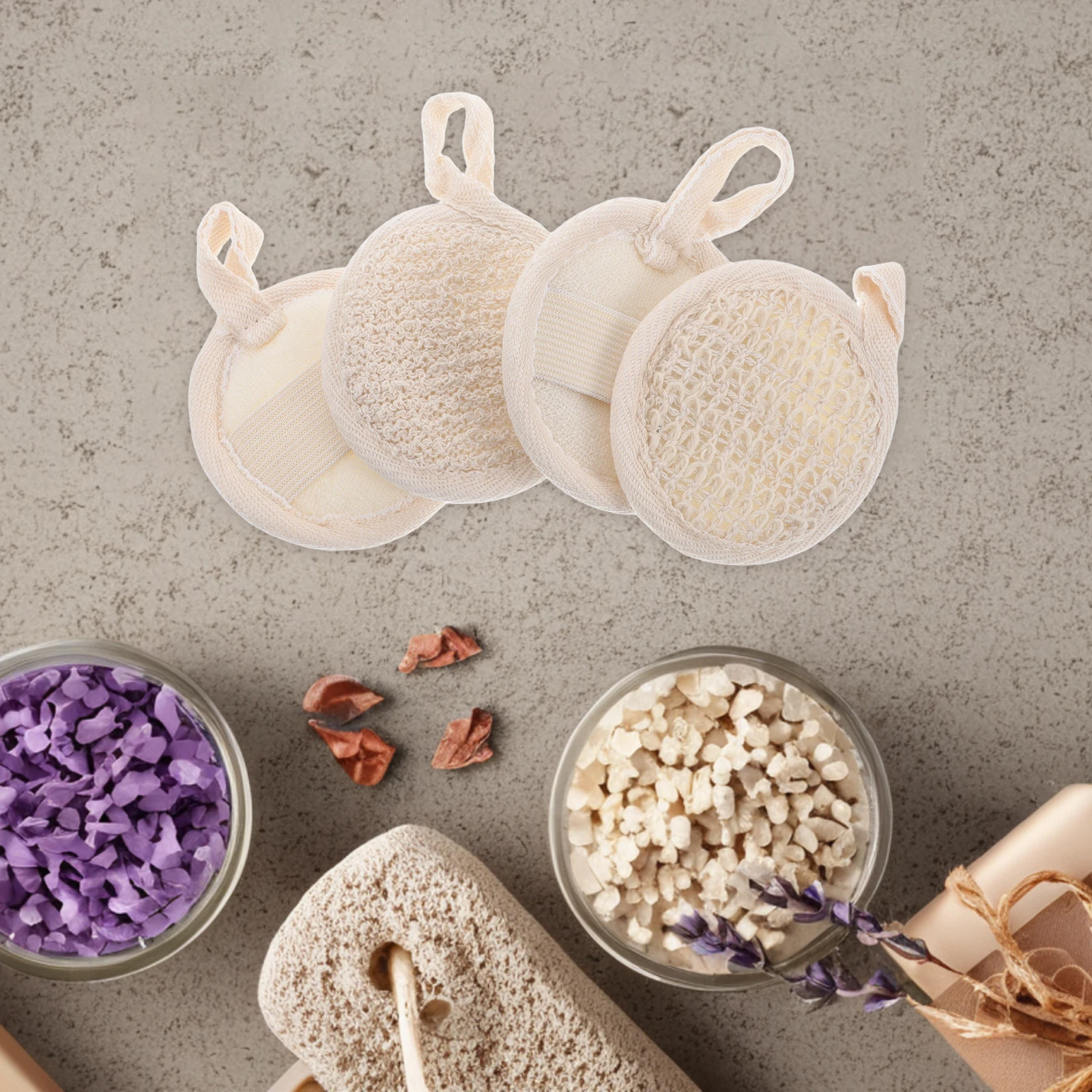 

Loofah Slices Bath Towel Rags for Body Scrubber Back Shower Sponge Cotton Linen Exfoliator