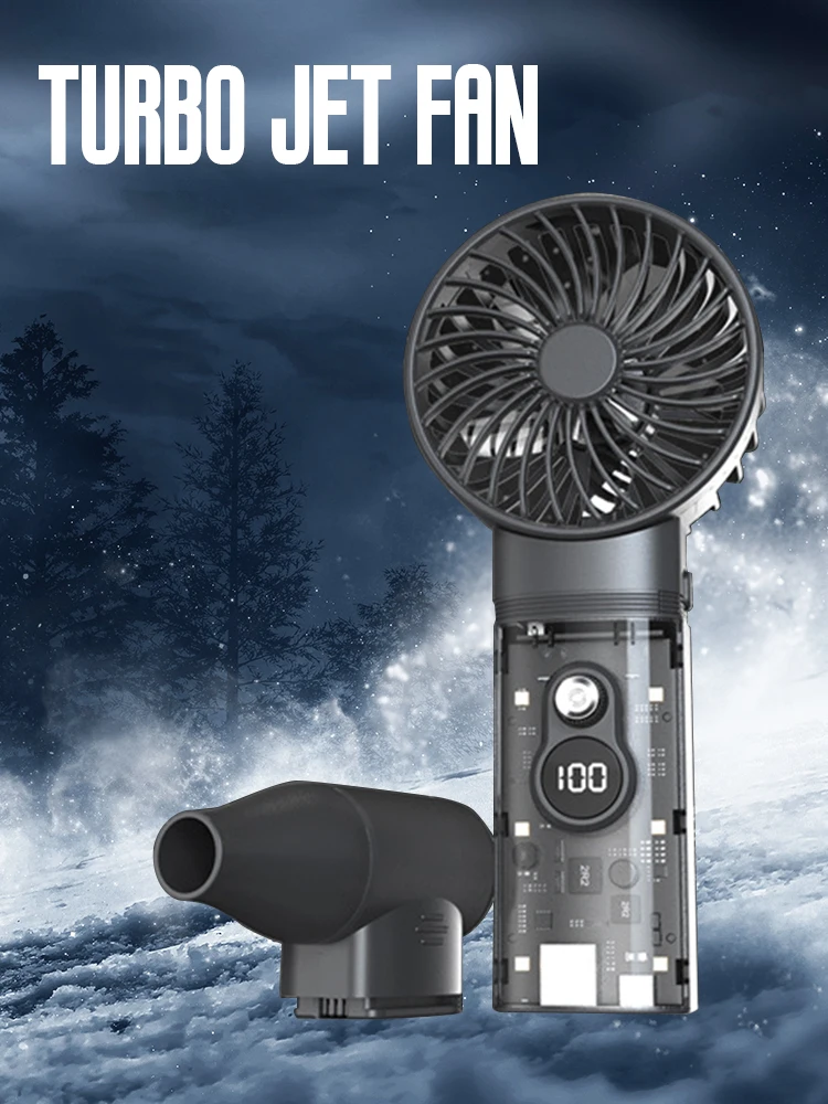 

Turbo Jet Fan Dual Head Interchangeable Turbo Fan 6 LED Lights Powerful Fan Blower Household Cleaning Tools