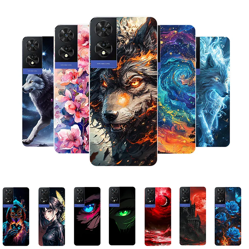 Para TCL 505 Funda T509K T5094  Lobo  Funda Pintada  Funda de silicona suave a prueba de golpes para el móvil TCL 505  Carcasas TCL505