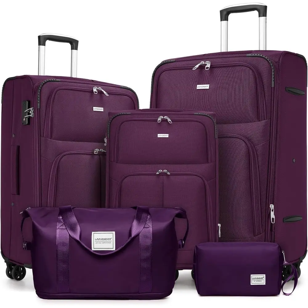 

5-Piece Expandable Suitcase Set with Spinner Wheels, TSA Lock, Lightweight Hard Shell Luggage for Travel