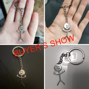 Teamer Lustiger Mittelfinger Stickmann Schlüsselbund Trend Edelstahl Doodle Anhänger Auto Key Chian Interessant Neu im Schlüsselring -Taschen Schmuck Geschenk für Frauen Großhandel 7 Hauptverkäufe Schlüsselbund für Paare - №7