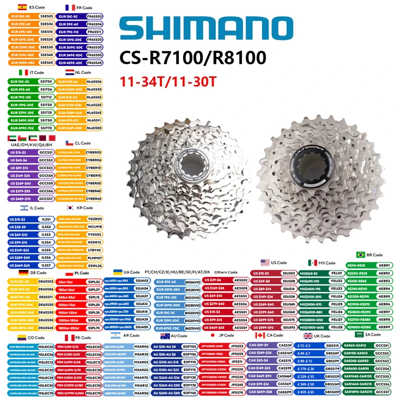 Shimano 105 R7100 ULTEGRA R8100 Cassette 12s Bike Cassette For Road Bike Di2 Groupset 11-30T/11-34T Original Shimano Bike Part