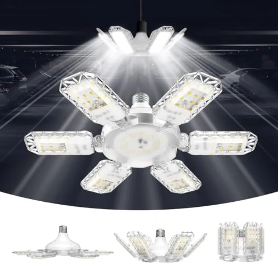 

Светильники для гаража 600 Вт (аналог), потолочные светодиодные светильники для гаража 60 Вт, сверхъяркие светильники для мастерских, цоколь E26, 5000K, дневной свет, винтовые лампы