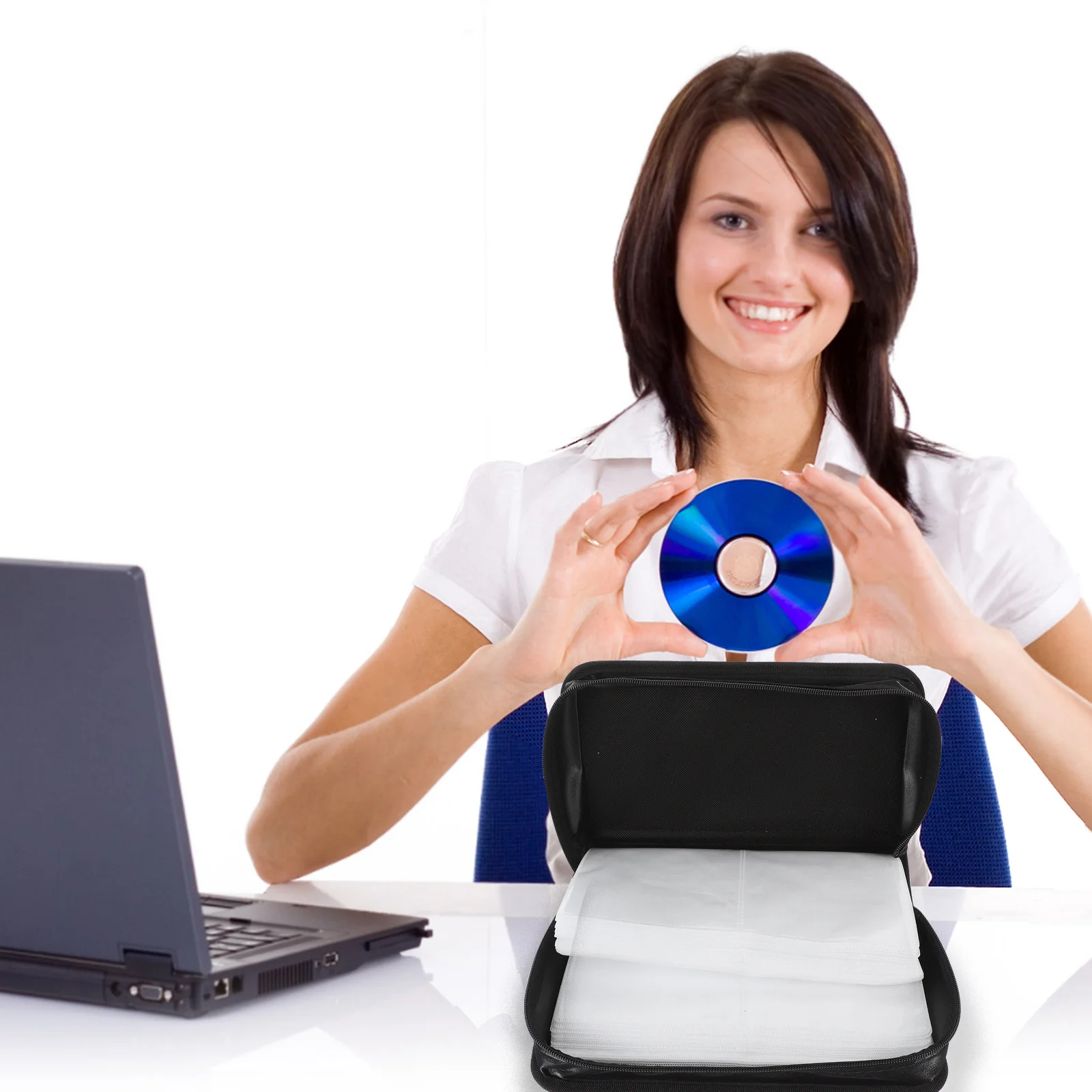 

2pcs Cd Handbag Zipper Storage Case Dvd Organizer Portable Disc Binder Travel Cd Container Reusable Bag Lightweight