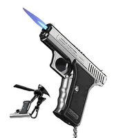 Portable Metal Windproof Pendant Lighter Outdoor Spray Blue Flame Torch Inflatable Lighter Cigarette Accessories Men's Gift